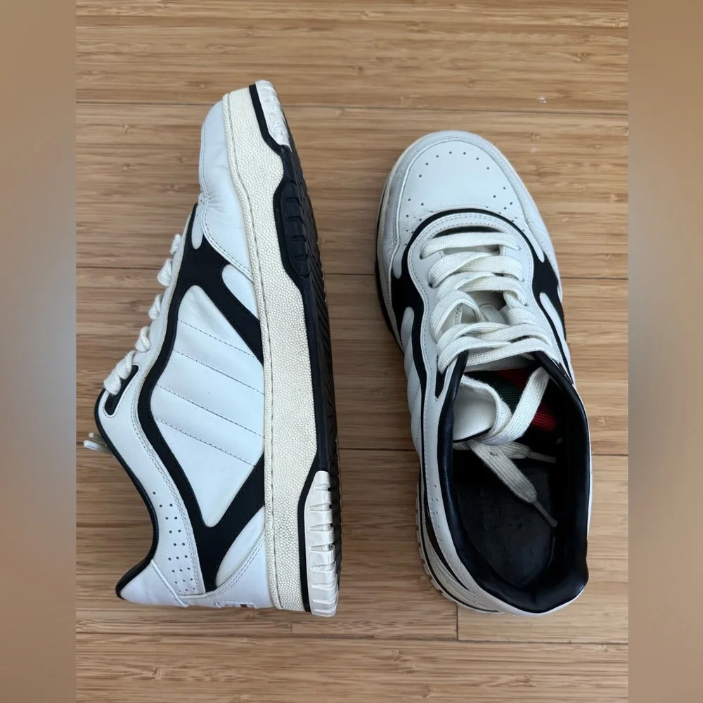 Gucci White and Black Men's Sneakers, real leather, size us 6,5 eu 40